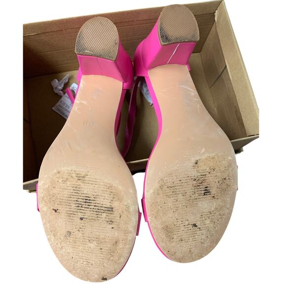 Dobolin Womens Size 10.5 Hot Pink Ankle Strap Open Toe 3" Heel Sandal Shoes - Picture 7 of 7